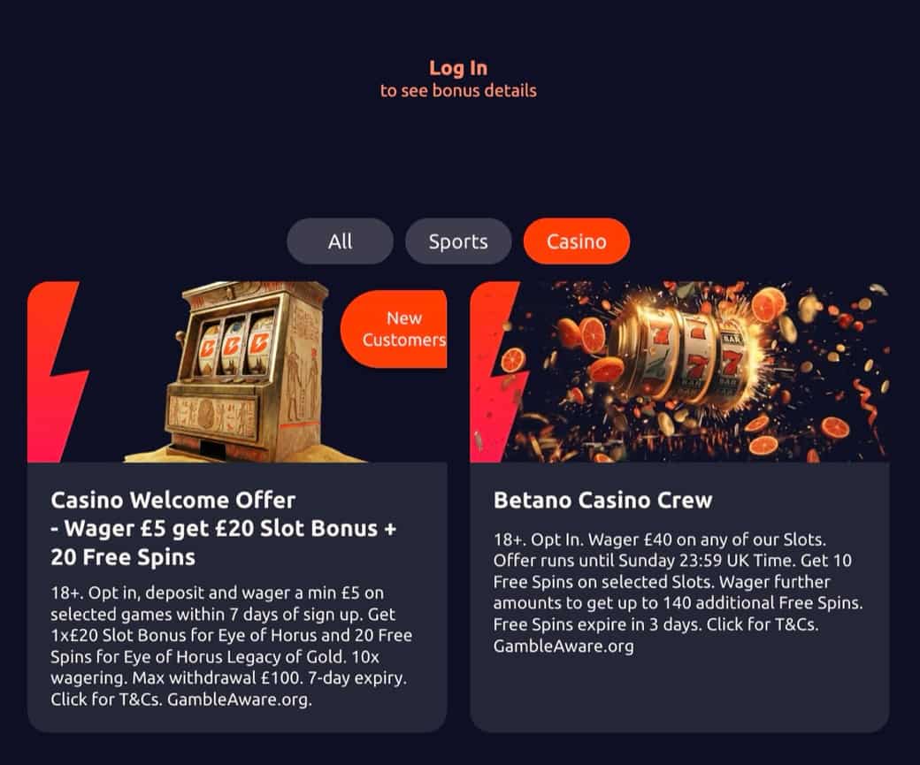 Betano UK casino welcome offer – wager £5, get a £20 slot bonus and 20 free spins
