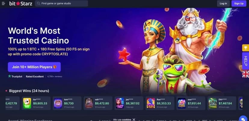 BitStarz casino homepage and lobby