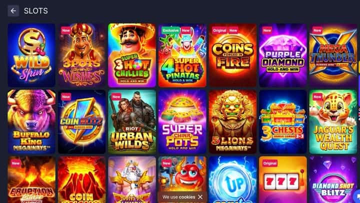 BitStarz slots lobby with category filters