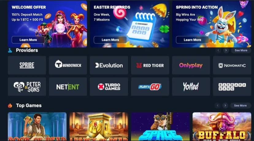 Casinobet casino homepage with the 