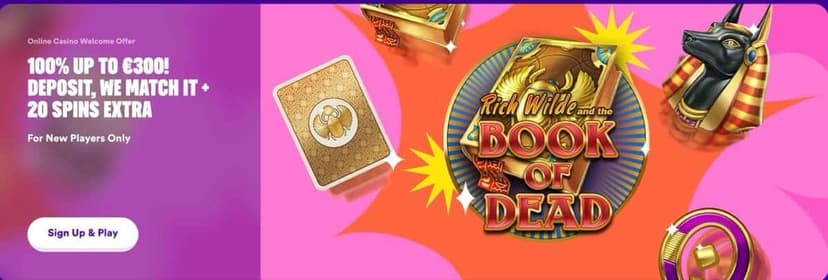 Casumo welcome offer – 100% match up to €300 plus 20 Book of Dead spins