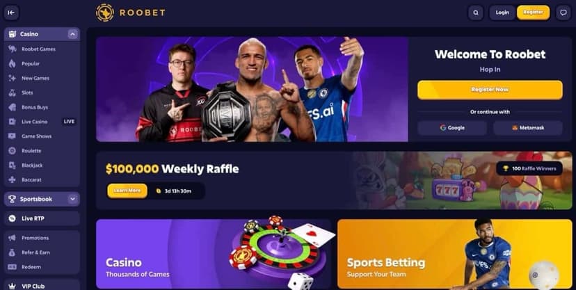 Roobet game library with provider filters and slot categories