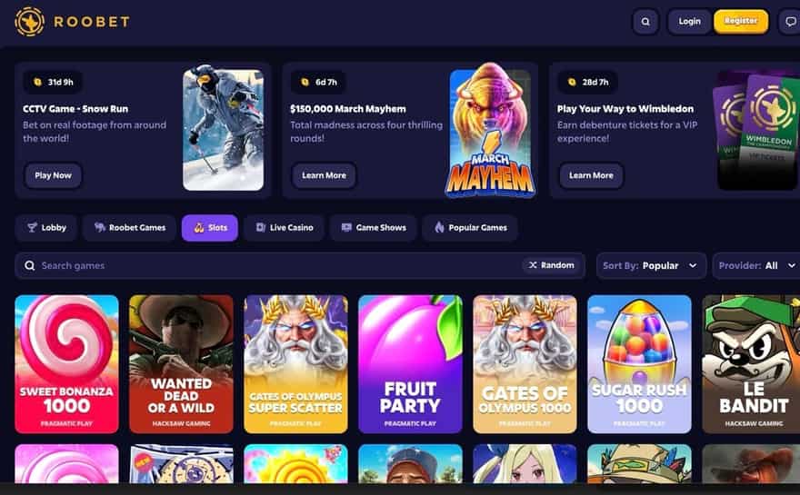 Roobet homepage showing the Crash game lobby and live chat sidebar