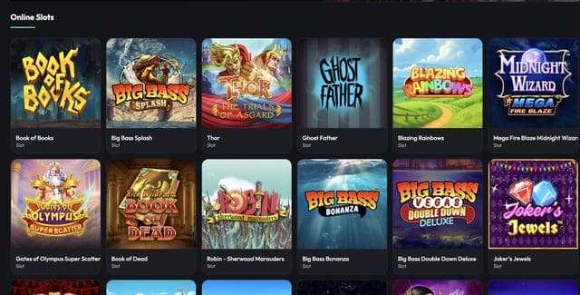 Swift Casino online slots lobby featuring Book of Dead, Big Bass Splash, Thor and Gates of Olympus Super Scatter