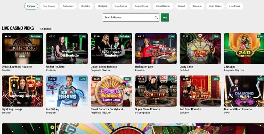 Unibet Live Casino Picks – 12 featured tables from Evolution and Pragmatic Play