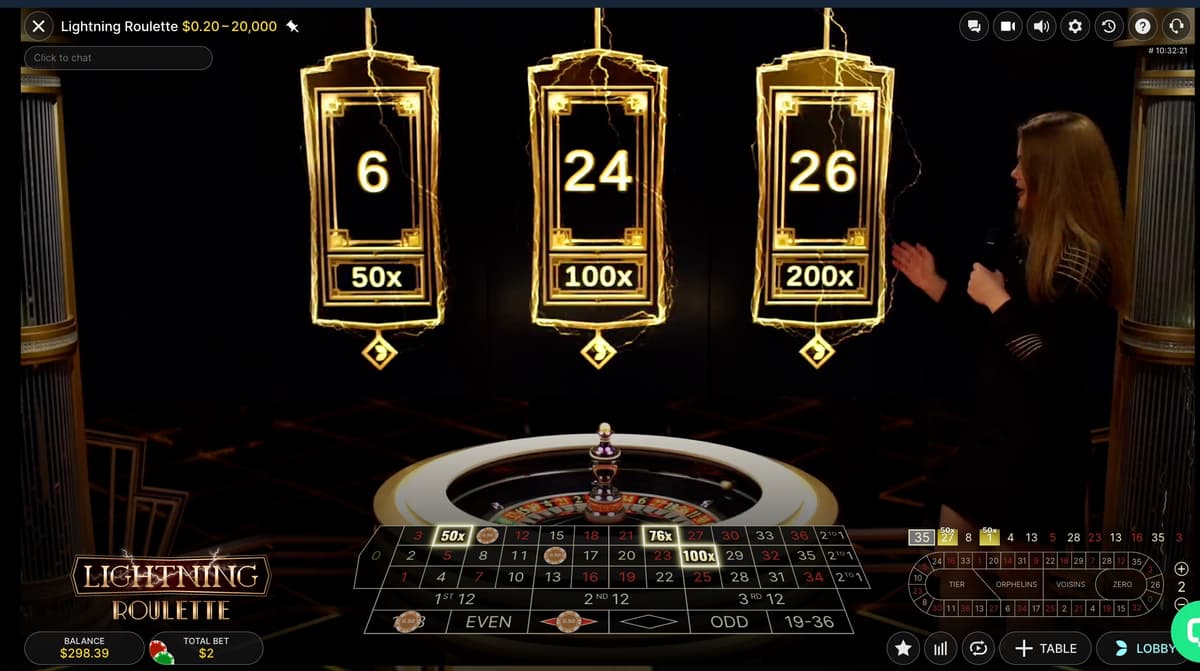 Lightning Roulette gameplay screenshot