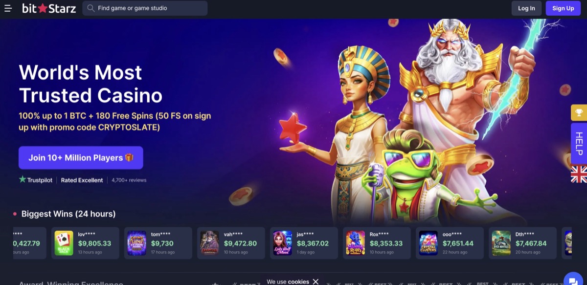 BitStarz casino homepage and lobby