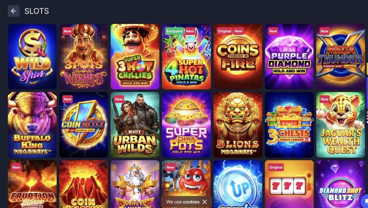 BitStarz slots lobby with category filters