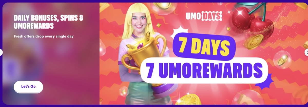 Casumo UmoDays daily bonuses and rewards program