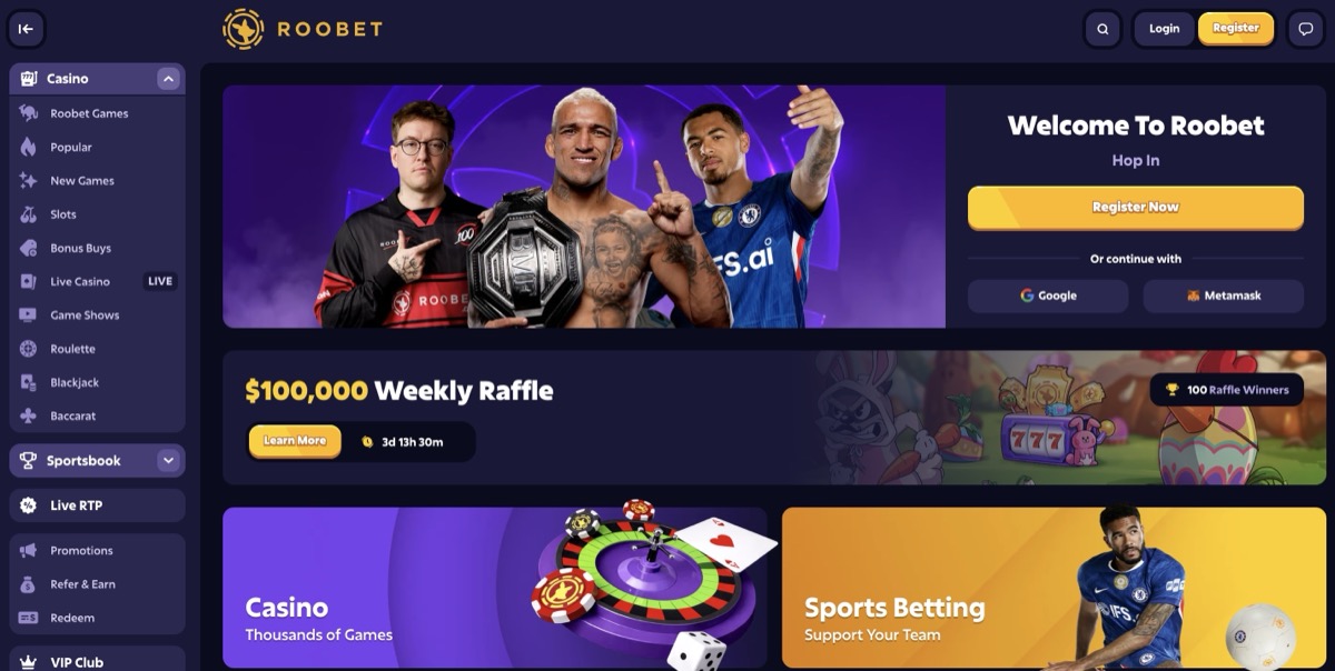 Roobet game library with provider filters and slot categories