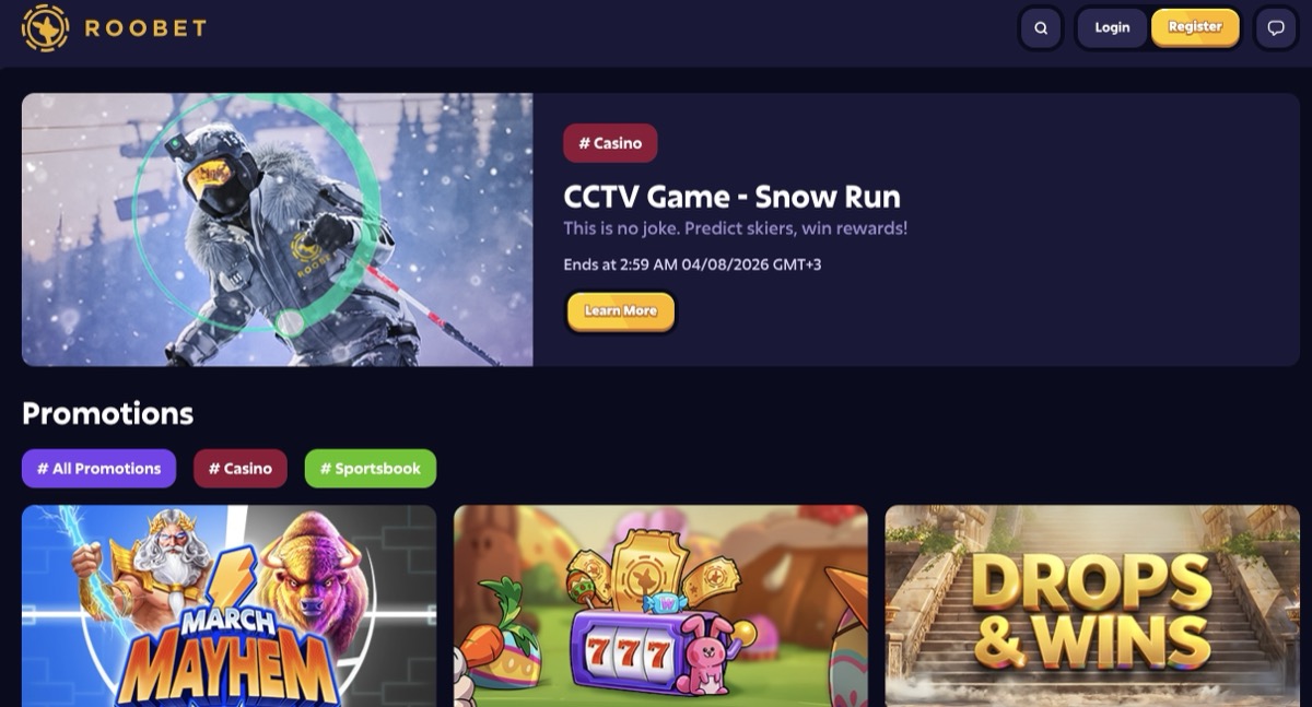 Roobet promotions page showing active tournaments and prize pools