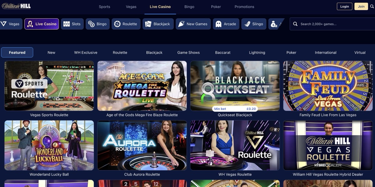 William Hill live casino with exclusive branded tables